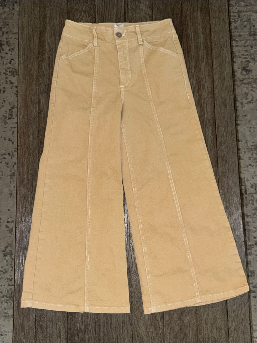 Maeve The Delaney Crop Clean Seamed High Rise Wide Leg Jeans Neutral
